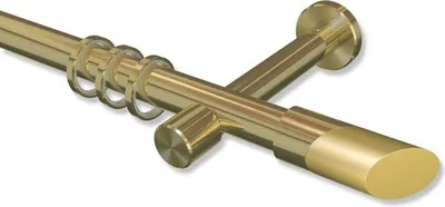 Produktbild von Interdeco Gardinenstange, Vorhangstange Messing-Optik Modell Prestige Verano, 20 mm Ø 1-läufig, 220 cm