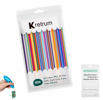 Immagine prodotto di 110 filamenti per penne 3D, 22 colori, confezioni di ricarica da 2,5 mm (materiale: PCL)