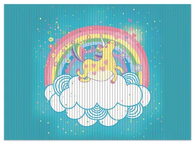 Produktbild von Wallario Duschmatte Antirutschmatte Badmatte Fußmatte Lustiges Einhorn auf einer Wolke vor Regenbogen, Größe ca. 90 x 65 cm
