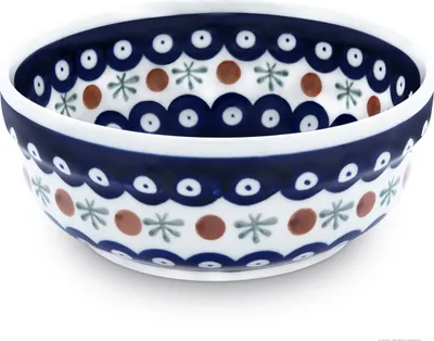 Produktbild von Original Bunzlauer Keramik 500 ml runde Schüssel Schale mit Muster im Inneren Ø15,7 cm Dessertschale Müslischale Kompttschale [Form 3] im Design 41