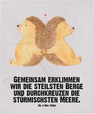 Produktbild von Mr. & Mrs. Panda Babydecke Igel händchenhaltend - Grau Pastell - Geschenk, Liebesbotschaft, Schlummerdecke, Verliebt, Plaid, Verknallt, Freundin, Love, Fleecedecke