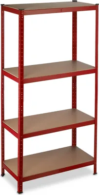 Produktbild von Relaxdays Schwerlastregal, Traglast 700 kg, 150x70x30 cm, 4 Böden, zum Stecken, Stahl, Lagerregal Keller, Garage, rot