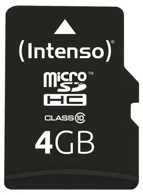 Zdjęcie produktu dla Intenso 4GB microSDHC Class 10 + adapter SD