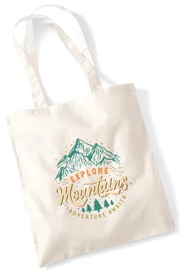 Produktbild von Huuraa Jutebeutel Explore Mountains Adventure Awaits 10 Liter Natural Baumwolle Tasche Geschenkidee