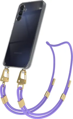 Produktbild von EAZY CASE Handykette für Samsung Galaxy A15, Transparente Silikonhülle mit Band, Clear Case, abnehmbar in  Violett