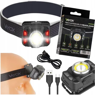 Produktbild von Vayox VA0025 LED Stirnlampe mit Akku und Bewegungssensor