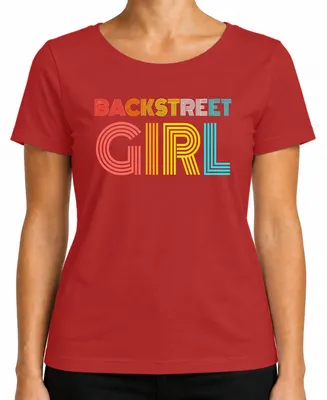 Productafbeelding van Backstreet Boys-fan, T-shirt voor dames, met opdruk over een boygroup uit de jaren '90, met een humoristische/sarcastische boodschap, kleur rood, maat S