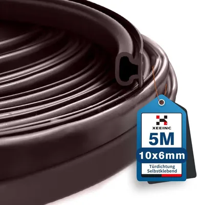 Produktbild von Türdichtungsband 5 m, selbstklebend, 10 mm x 6 mm, wasserdicht, für Türen und Fenster
