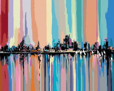 Produktbild von Zuty - Malen nach Zahlen - DIE NÄCHTLICHE STADT IN REGENBOGENFARBEN, 40x50 cm, mit Keilrahmen (bereits gespannt)