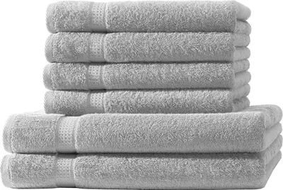 Produktbild von 6 tlg. Handtuch Set - Silber / Hellgrau - 500g/m²  - 2 Duschtuch 4 Handtuch - 100% Baumwolle