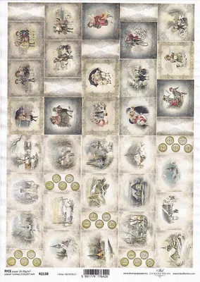Produktbild von ITD Reispapier Decoupage Bastelpapier Serviettentechnik, vintage, Adventskalender R2138