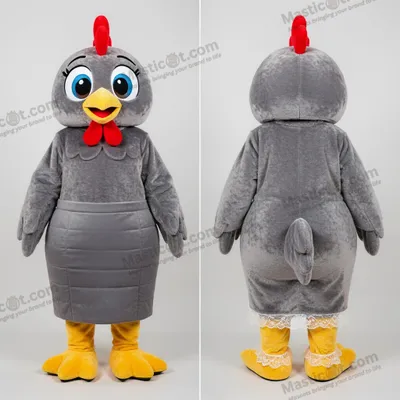 Produktbild von Grauer MASTICOT Samt-Hühner-Maskottchen mit Rock