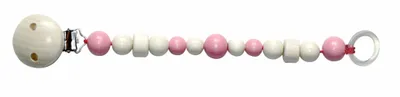Produktbild von Hess Schnullerkette Baby rosa-creme Holz Schnullerband