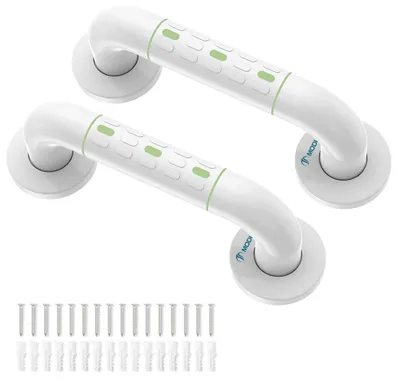 Zdjęcie produktu dla Uchwyty bezpieczeństwa - uchwyty podtrzymujące - 2 sztuki - 30 cm - stal nierdzewna - antypoślizgowe - świecące - do łazienki