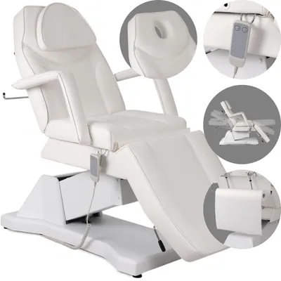 Produktbild von Habys Laris Kosmetikliege Massageliege Kosmetiksessel Kosmetikstuhl | Höhenverstellbar Elektrisch | 1 Motor | 182 x 60 cm | Weiß