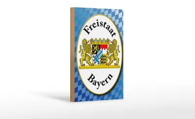 Produktbild von Holzschild Spruch 12x18cm Freistaat Bayern Wappen
