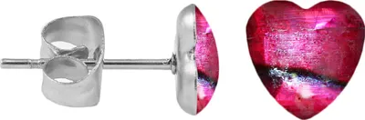 Produktbild von Chirurgenstahl Ohrstecker Perlmutt Herz Farbe - Fuchsia