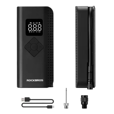 Image de ROCKBROS Pompe à air électrique pour vélo avec 2000mAh 7-150PSI Presta&Schrader avec affichage digital LED Light