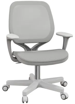 Produktbild von Schreibtischstuhl Netzrücken höhenverstellbar, Bürostuhl ergonomisch, Drehstuhl Polyester, Grau | Gaslift | 44–56 cm Sitzhöhe | 55x48x94,5 cm