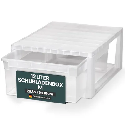 Produktbild von Schubladenbox Größe M mit 12 Liter Nutzvolumen, Maße: 29,6x39x16 cm