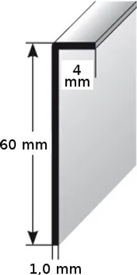 Produktbild von Einklebe-Sockelleiste für Designbeläge, Höhe: 60 mm, Breite: 4 mm, Aluminium (silber eloxiert), selbstklebend, Typ: 464