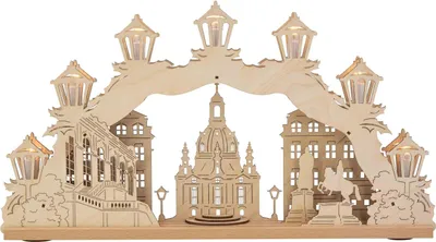 Produktbild von Design & Decor GmbH Schwibbogen 55 cm 7 Kerzen, Ausführung:Frauenkirche Dresden