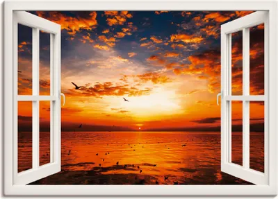 Produktbild von ARTland Leinwandbild Sonnenuntergang am Strand, weiß Größe: 70x50 cm