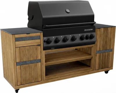 Produktbild von Endorphin Poly-Outdoorküche Schwarz inkl. Merlin 641 Gasgrill