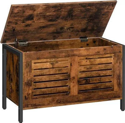 Productafbeelding van Famanu bank met opbergruimte - Vintage bruin, 80 x 40 x 49 cm