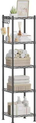 Produktbild von Famanu Badezimmerregal Metall mit 5 Ablagen, ausziehbar, ideal zur Organisation von Badaccessoires und Handtüchern