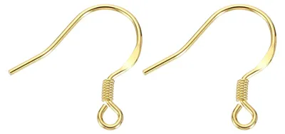 Ohrhaken S925 Silber, 2 Stück, 0,7 mm, Gold, DIY-Schmuck
