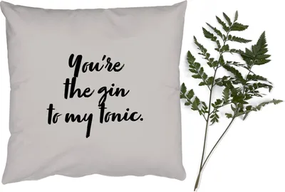 Produktbild von MuchoWow® Zierkissen Sofakissen Wohnzimmer Dekokissen 45x45 cm Du bist der Gin zu meinem Tonic - Gin - Zitate - Kochen - Sprichwörter - Schlafpolster - Polster für das Sofa