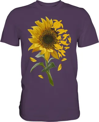 Produktbild von Schildkröten Sonnenblumen T-Shirt Garten Motiv Gärtner Geschenk – Urban Purple / S