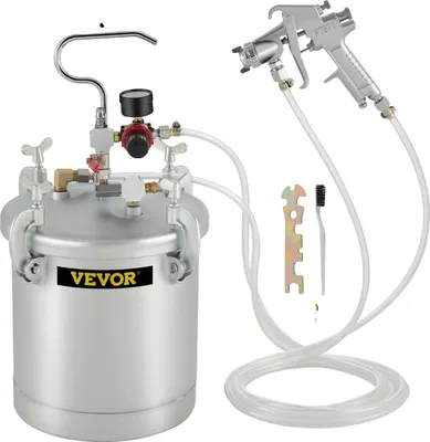 Obrázok produktu pre VEVOR komerčná tlaková nádrž na farby, objem 10 l, prevádzkový tlak 45-60 PSI, nastaviteľná šírka nástreku