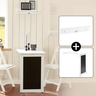 Produktbild von SoBuy Wandklapptisch mit Drop-Leaf Klappbarer Esstisch mit Memo-Board Platzsparender Klapptisch für Küche und kleine Räume Weiß 50cmx75cmx76cm FWT20-W