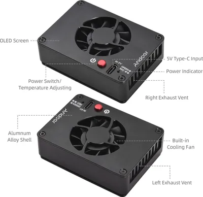 Obrázek produktu pro Andoer FS-04B Chladicí ventilátor pro fotoaparáty Externí chladicí systém se 2 rychlostmi ventilátoru 4ks montážních adaptérů pro Sony A7M4/ZVE1/A6700/A7C2/A7S3/ZV-E10/ZV1/A7C/FX30, pro Canon R5/R6/R7, pro fotoaparáty Fujifilm XT4