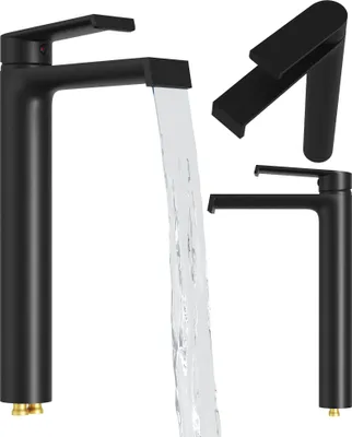 Produktbild von Granitan | Waschtischarmatur Bali - Hoch - Schwarz - Modernes Design - Einhebelmischer - Langlebig