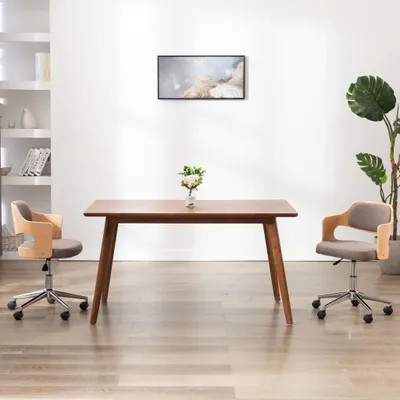 Obrázok produktu pre The Living Store Otočná kancelárska stolička taupe z ohýbaného dreva a látky
