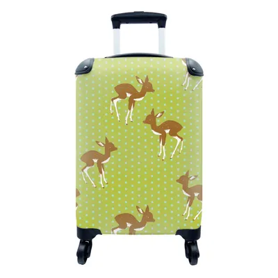 Produktbild von MuchoWow® Koffer Handgepäck Trolley Rollkoffer Kleine Reisekoffer mit 4 Rollen - Muster - Hirsche - Punkte - Cabin Size < 55x40x23 cm & 55x40x20 cm - Fotokoffer - Kabinenkoffer - Boardgepäck - Reise-Box - Reisekoffer - Reisegepäck - Koffer mit Bild - Trolley für Kinder
