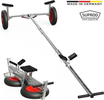 Immagine prodotto di Carrello da barca pieghevole carrello per il lancio delle barche rimorchio a mano carrello per barca gonfiabile rimorchio de barca SUPROD TR350-B, PU, Ø 350 mm, nero/rosso