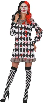 Produktbild von Harlekin-Damenkostüm blutig Halloween-Verkleidung schwarz-weiss M