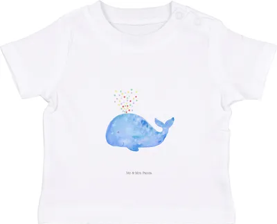 Produktbild von Mr. & Mrs. Panda Organic Baby Shirt Wal Konfetti 12. - 18. Monat - Weiß - Geschenk, Trennung, Geburtstag, Meer, , Baumwollshirt, Wale, Abnehmen, Kinder T-Shirt