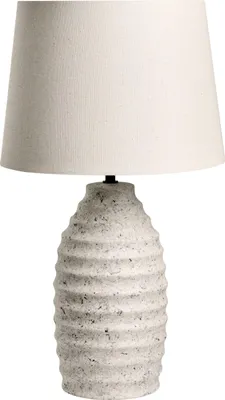 Produktbild von BELIANI Tischlampe Cremeweiß Keramik mit Kunstleinen Stoffschirm Stein Optik Moderner Stil Wohnzimmer Schlafzimmer Flur Nachttischlampe Tischleuchte