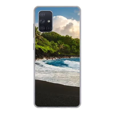 Produktbild von MuchoWow® Handyhülle Schutzhülle Hülle für Samsung Galaxy A51 Ein schwarzer Sandstrand auf Hawaii Silikon Softcase Handy Hülle - Schutzabdeckung