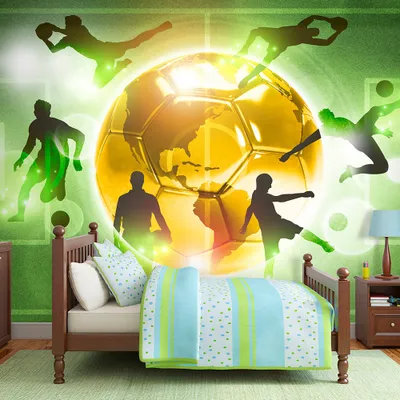Produktbild von Fototapete selbstklebend Fußball 392x280 cm Tapete Wandtapete Wandbilder Klebefolie Dekofolie Tapetenfolie Wand Dekoration Wohnzimmer - Sport Fussball i-A-0093-a-b