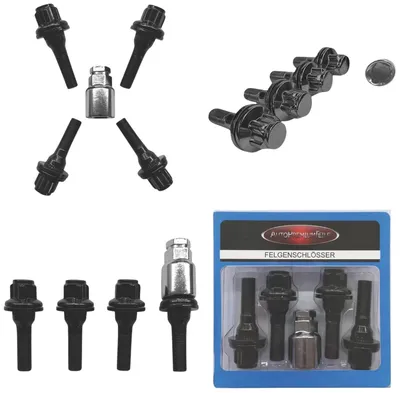 Produktbild von Felgenschloss M12x1,25x51mm Flachbund schwarze Felgenschlösser Set
