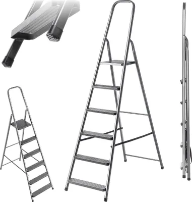 Produktbild von KADAX Stahlleiter mit Plattform, 6 Stufen, 125 kg
