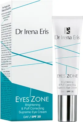 Produktbild von Dr Irena Eris Eyes Zone Brightening & Puff Correcting Supreme Eye Cream SPF 20, Augencreme, Frauen, Jeder Hauttyp, Feuchtigkeitsspendend, Tube, Aqua (Water), Glycerin, Ethylhexyl Methoxycinnamate, Caprylyl Methicone, Methylene...