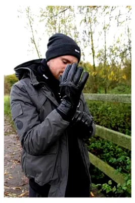 Produktbild von Herren Lederhandschuhe mit Thinsulate für den Winter, winddicht, Outdoor, Fleece-Futter, schwarz