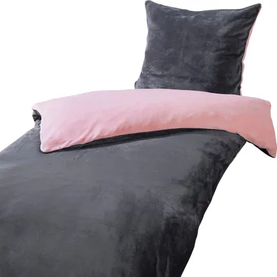 Produktbild von heimtexland ® Teddy Flanell Wende Bettwäsche Plüsch Bezug 80x80 I 200x135 Super Soft mit Cashmere Touch Oberfläche Typ751 Rosa